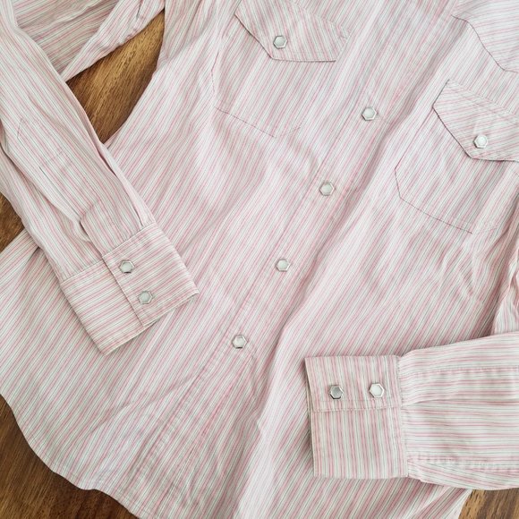THEORY pink striped button down shirt s WESTERN - Picture 3 of 6